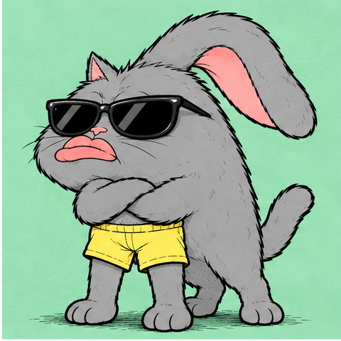 Grumpkin wearing sunglasses
