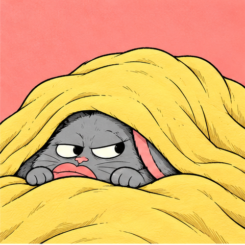 Grumpkin under a blanket