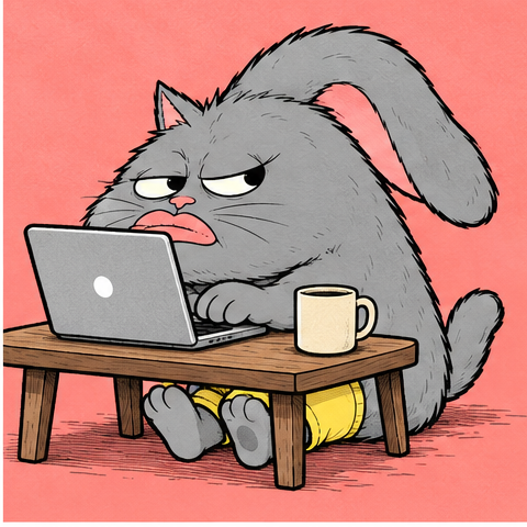 Grumpkin at a laptop